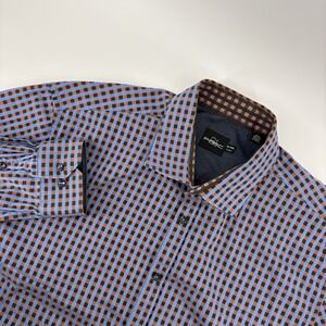 Parc 81 Men's XXL Blue Brown Argos Button Down Dress Shirt Business Casual‎